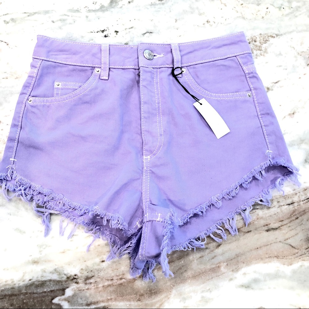 NEW TopShop Moto KIRI HighWaisted Raw Hem Shorts Sz 2
